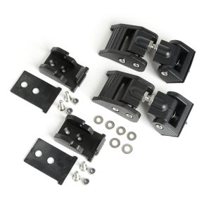 Jeep Wrangler TJ Hood Catches - Rugged Ridge - Adjustable Aluminum - Textured Black - `97-`06